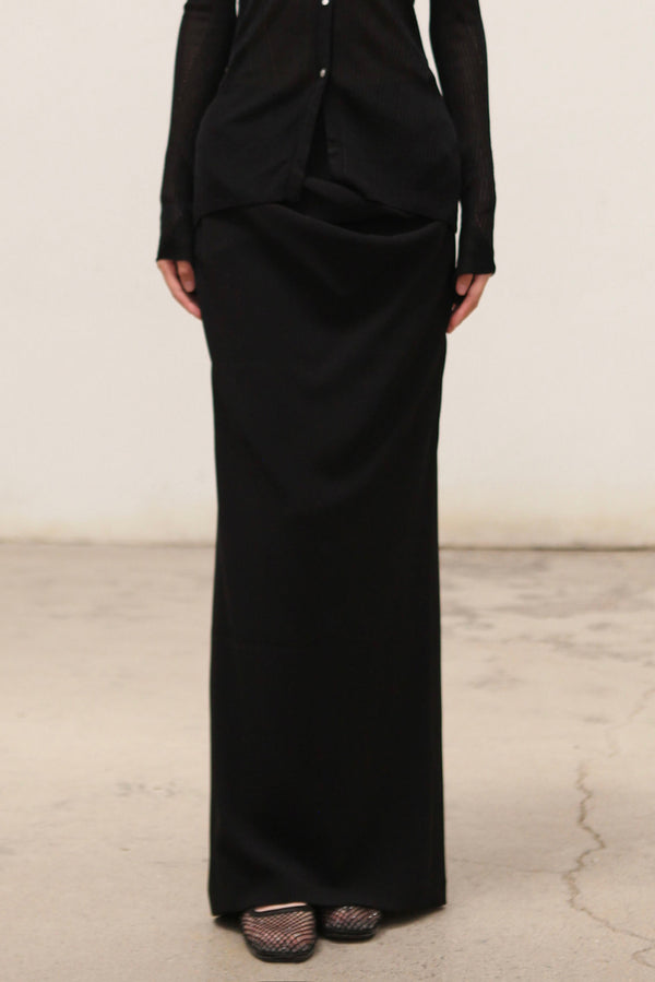 OUDE WAAG 25 Autumn/Winter Tilda Tailored Draped Skirt OW-OW-25AW-SK07T1BL900-HEI Black